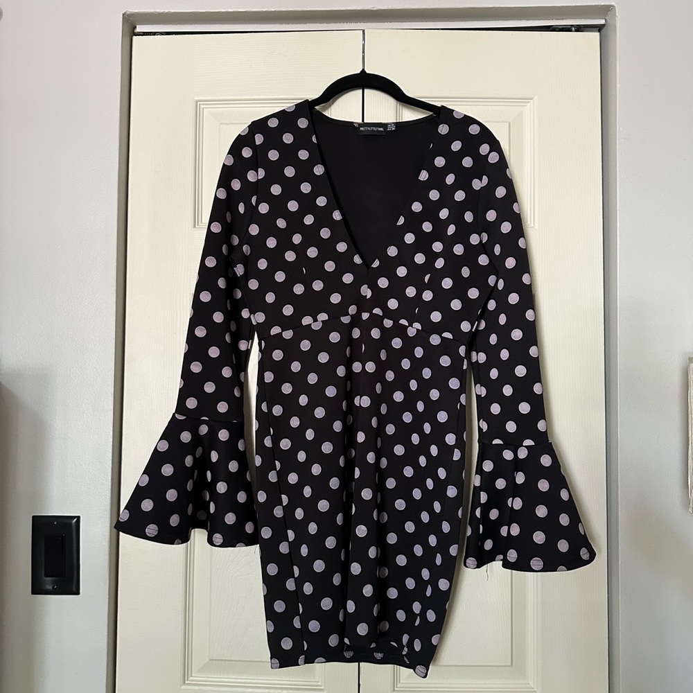 Nasty Gal Black and Gray Polka Dot Mini Dress